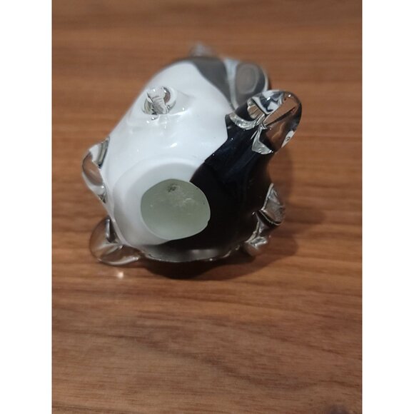 Vintage Glass Penguin Handcrafted Art Sculpture Figurine Clear/Black/White 5" - Picture 5 of 6